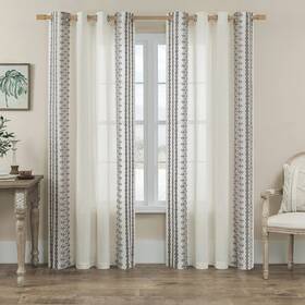 Seekright 616361211292 Grey Boho Curtains 72 Inch Length For Living Room Grommet Semi Shee