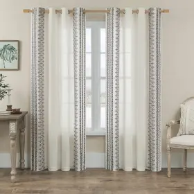 Seekright 616361211292 Grey Boho Curtains 72 Inch Length For Living Room Grommet Semi Shee