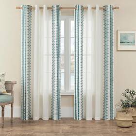 Seekright 616361211674 Teal Boho Curtains 95 Inches Long 2 Panels Grommet Light Filtering Natural Li