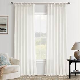 Seeluck Sl-dmmzjhz-zrs4086 Pinch Pleated Linen 86 Inch Curtains For Living Room Bedroom Natural Cream Iv
