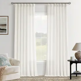 Sl-dmmzjhz-zrs4086 Seeluck Pinch Pleated Linen 86 Inch Curtains For Living Room Bedroom Natural Cream Iv
