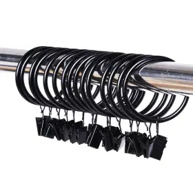 Jiafang03 Seeraphee Metal Drapery Black Curtain Rings With Clips Interior Diameter 38mm/1.5 Inch