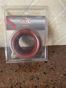 23-345-55 Select New 2-1/4 Inch Wood Drapery Pole Curtain Rings 4-pack Ribbed Walnut