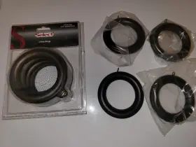 Select 836368003816 8 Wood Curtain Pole Rings For 2 1/4 Inch Diameter Poles Ribbed Mocha Eye Hook Gold