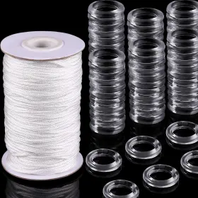 Shappy-5890 Shappy 313114879838 100 Pieces Clear Roman Curtain Rings 55 Yards Blind Cord 8 To 13 Mm Transp