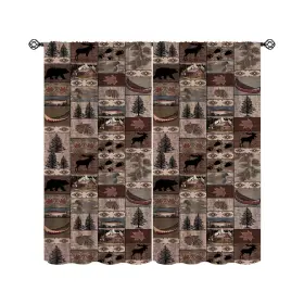 Shelifestyle 136632991431 Retro Rustic Style Curtain Moose Deer Bear Leaf Tree Country Style... Fast Ship