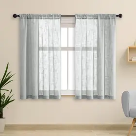 Ddgr36482 Shineland Grey Curtains 48 Inch Length For Bathroom Window 2 Panels Semi Sheer Rod Pock