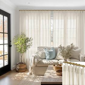 Shineland Ppbtmsna7096 70 Inch Extra Wide Pinch Pleated Linen Curtains 96 Long Light Filtering