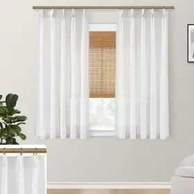 Ppbtmswhi4048 Shineland Short Curtains For Windows 48 Inches Long Sheer Linen Pinch Pleated