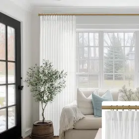 Ppbtmswhi4084 Shineland White Linen Curtains 84 Inches Long Light Filtering Semi Sheer Pinch Pleated