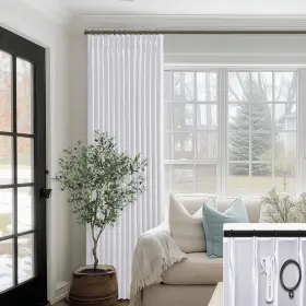 Ppmbwh4096 Shineland White Greyish Blackout Curtains 96 Inches Long Pinch Pleated Linen
