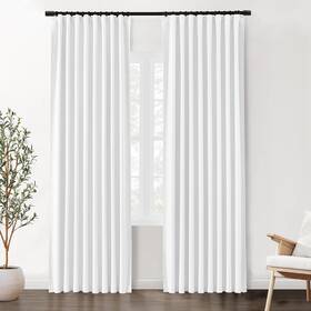Shineland Rpbtrdcpuwh5284 Rod Pocket Back Tab Pleated White Room Darkening Curtains For Bedro