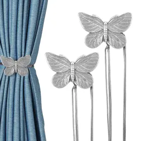 Shinowa 723314040691 2-pack Magnetic Curtain Tiebacks Butterfly Resin Window Silver