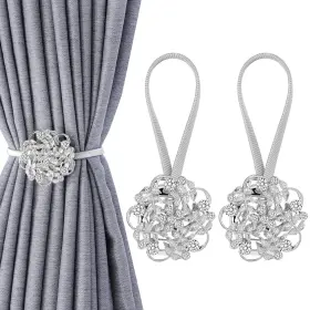 Shinowa 723314049045 2-pack Magnetic Curtain Tiebacks Crystal Window Decorative Clips No