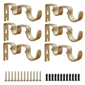 Rh-008 Shonmogar Double Curtain Rod Bracket 6 Pack Metal Holders For Wall Sturdy C