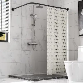 40658 Sikaiqi 黒 90cm-130cmx90cm-130cm Corner Shower Curtain Rod Adjustable 24 Inch -53 X24 Black L Shaped Showe