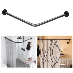 Sb70 Sikaiqi L-shaped Corner Shower Curtain Rod Black 24 Inch -53 X Adju