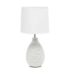 Lt1193-wht Simple Designs 14.17 Inch Refined And Textured Oval Stucco Ceramic Tab