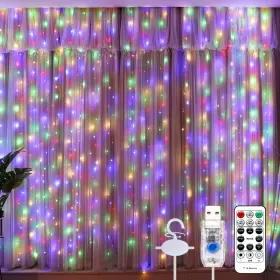 Hp100100-300 Sinamer Curtain String Lights Multicolor Light For Bedroom Usb Powered 8 Mo