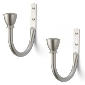 Sixzoonm 973832862853 Metal Curtain Tiebacks - Silver Hooks For Drapes W