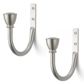 Sixzoonm 973832862853 Metal Curtain Tiebacks - Silver Hooks For Drapes W
