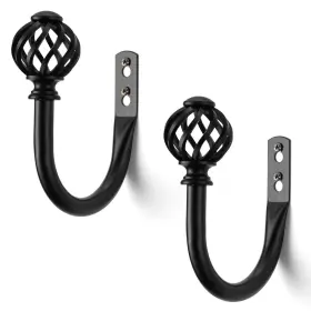 Sixzoonm 973832862877 Black Curtain Tiebacks - 2 Pack Large Size Metal Holdbacks With Bird