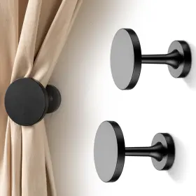 Gg-yp-hei-01 Sixzoonm Small Curtain Holdbacks - 2 Pack Black Tiebacks Hooks Wall Mounted