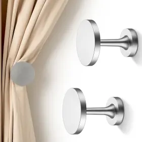 Gg-yp-yin-02 Sixzoonm Small Curtain Holdbacks - 2 Pack Silver Tiebacks Wall Mounted Metal