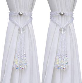 Skying 726084073432 Pedobo Magnetic Curtain Tiebacks 2 Pack Crystal Beaded Tassel Sheer/drapery Cur