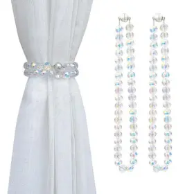 Db311 Skying Magnetic Curtain Tiebacks Faceted Disco Crystal Glass Beaded Ab