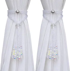 Pcbct-308 Skying Magnetic Curtain Tiebacks 2 Pack Crystal Beaded Tassel Sheer/drapery Ho