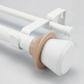 Skyplus Living 744591263443 Nordic Style White Double Curtain Rod Set With Decorative Finials 72-144 Inc