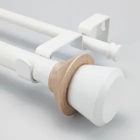 72-144 Skyplus Living 744591263443 Nordic Style White Double Curtain Rod Set With Decorative Finials Inc