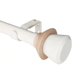 72-144 Skyplus Living 798610440407 White Single Curtain Rod Set With Decorative Finials Inch Dra