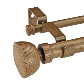 Sk24002-d Skyplus Living Faux Wood Style Curtain Rod Set With Grain Round Finial 72-144 Inch St