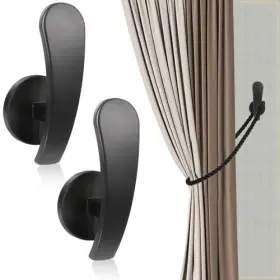 Xryc1wz0r Sliverdew 2 Pcs Black Curtain Holdbacks Wall Mounted Tieback Hooks Decorative