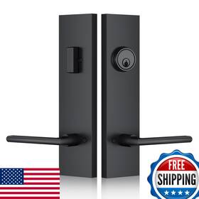 Snbtla B0c5t6s64w Matte-black Front Door Handle - Modern Entry Lock Set