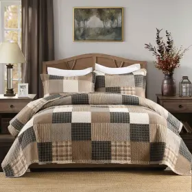 Bz116-ch-queen Soelinens Quilts Queen Size - Plaid Design Rustic Cabin Quilt Set With Matching Shams