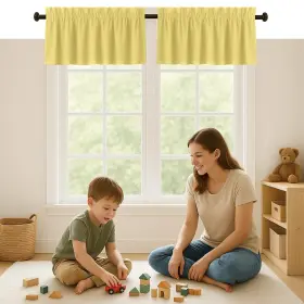 57940 Softopia Cotton Pale Yellow Valance Curtains 2 Pack 54x18 Inches 100% Rod Pocket Wi
