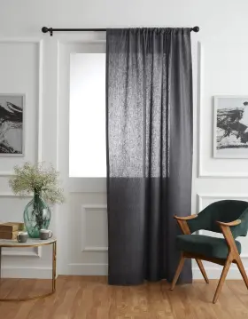 Sh000lncur120cgy Solino Home European Flax Linen Curtain Charcoal Grey 52 X 120 Inch Light Fi