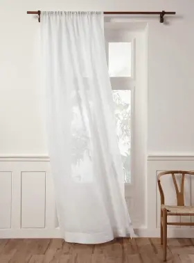 Sh000ser132we Solino Home White Linen Sheer Curtain 132 Inches Long - 100% Pure Europ