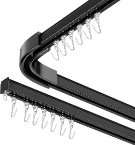 Solokos 789616056976 Room Divider Ceiling Track Set For Curtains With 12-18 Ft Black