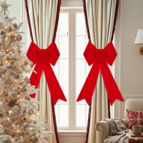 Zan-solsew-1619 Solsew Christmas Decorations 2 Pcs Velvet Bow Curtain Tiebacks Drapery Holdbacks