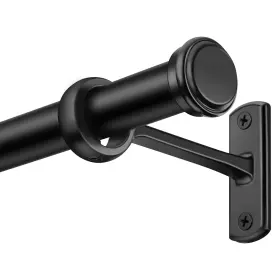 Xh-d-rod48 Somins 1 Inch Curtain Rods For Windows 48 To 84 Black Rod With Adjustable L