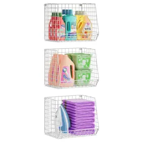 Gl31-wh Sonyabecca 3 Pack Under Shelf Laundry Room Organizer Foldable Wall Mounted W