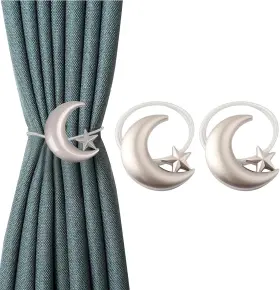 Sorfia 313053436499 Curtain Tiebacks 2 Pack Magnetic Star Moon Tie Back
