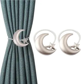 Sorfia 445026525565 Curtain Tiebacks 2 Pack Magnetic Star Moon Tie Back Cu