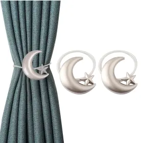 Fh2471 Sorfia Curtain Tiebacks 2 Pack Magnetic Star Moon Holdbacks Clips Holder For Window