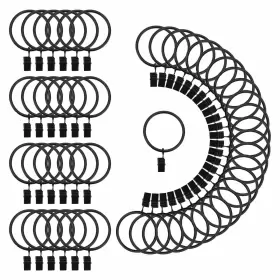 Soujap 758226722649 50 Pcs 2 Inch Black Curtain Rings With Clips Openable Hangers