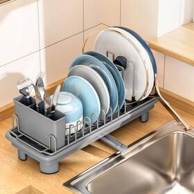 Sovgizf Dsr003 Compact Dish Drying Rack With Utensil Holder Small Countertop Drain